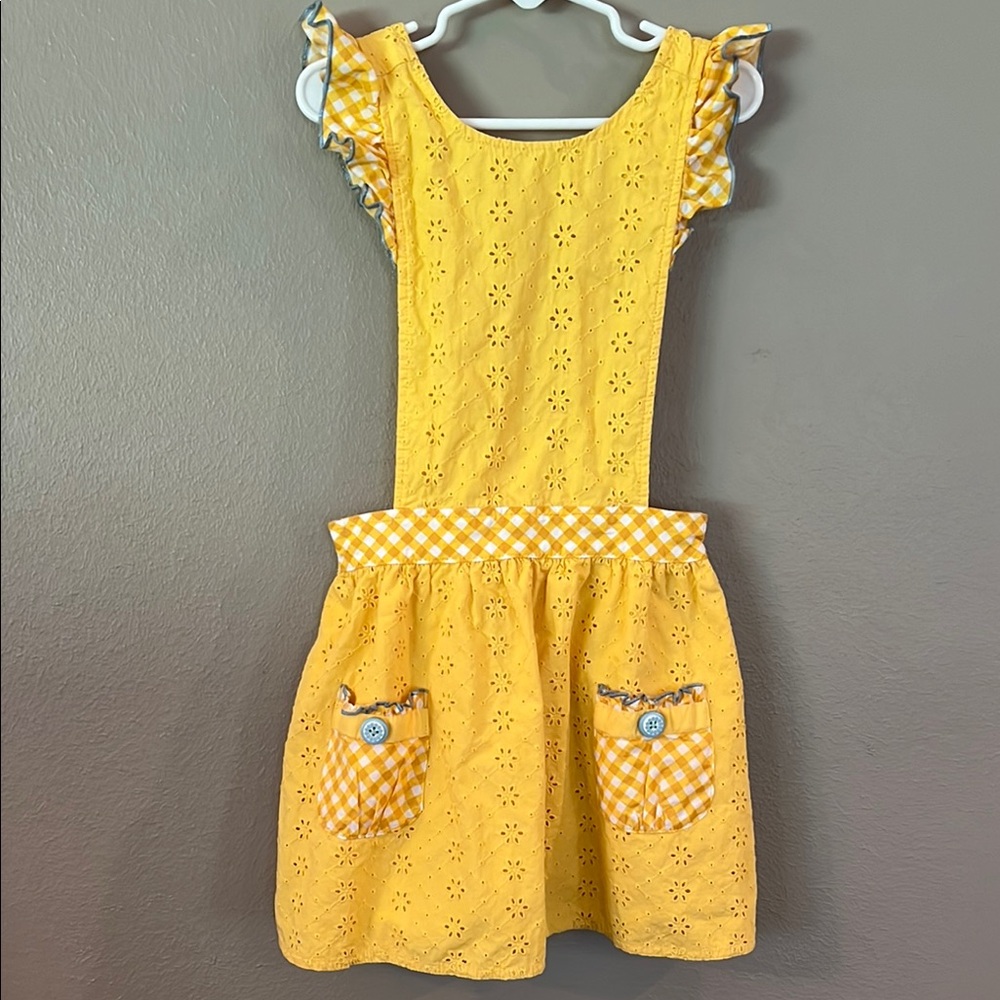 Matilda Jane Yellow Kids Dress with Gingham Pockets